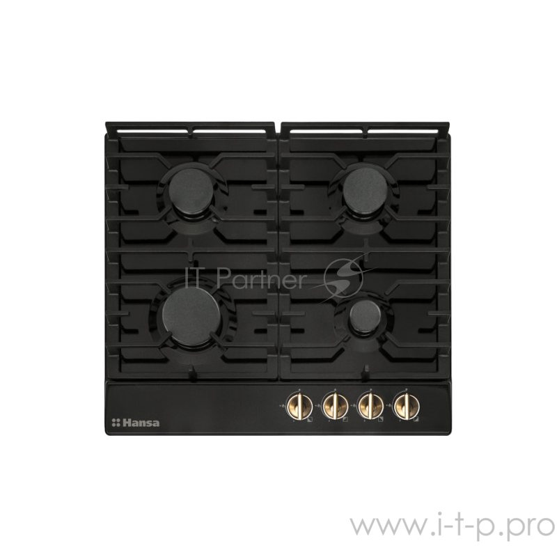 Встраиваемая варочная панель HANSA/ 5x60x51 см, газовая, чугунные решетки, автоподжиг, газ- контроль, цвет: антрацит
