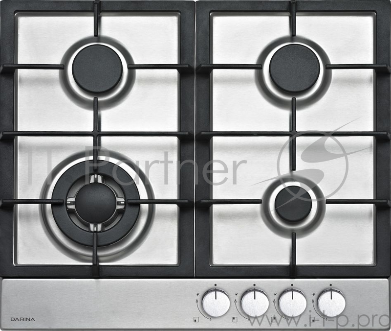 Варочная панель газовая DARINA 1T3 M307 X, 4 газовые горелки, интегрированный электророзжиг, фиксированное положение