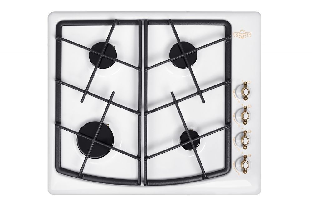 Встр. газ. панель Gefest СГ СН 1211 К82 газовая варочная панель эмалированная поверхность 4 газовые конфорки переключатели поворотные электроподжиг независимая установка габариты (ШхГ) 59x51 см