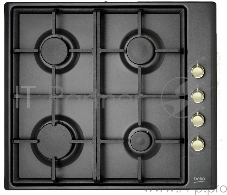 Варочная панель Beko HIZG 64126 AR эмалированная поверхность 4 газовые конфорки переключатели поворотные электроподжиг независимая установка габариты (ШхГ) 58x51 см