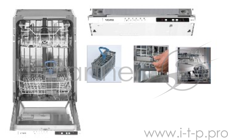 Встраиваемая посудомоечная машина VESTEL 81.5x44.8x54.8 см. Класс энергопотребления A+/А/А. 6 программ, 10 комплектов, дисплей. Цвет: белый.