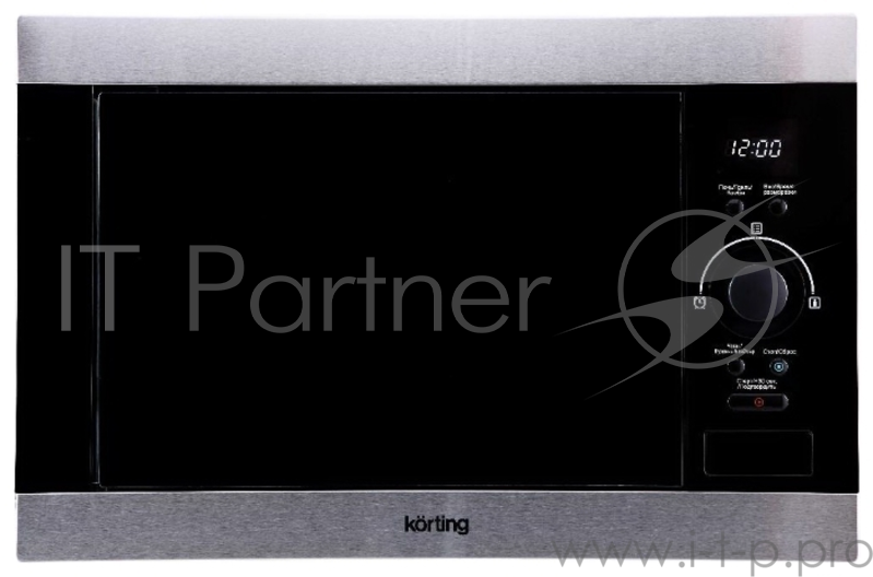 Встраиваемая микроволновая печь Korting KMI 825 XN / 38.8х59.4х37.4 см, 25 л, 900 Вт, гриль: 1000 Вт, электронное управление, LED дисплей, 8 автопрограмм, нержавеющая сталь+черное стекло