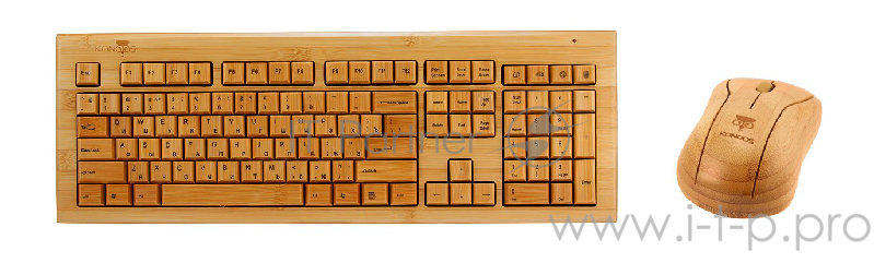 Клавиатура + Мышь беспроводные KONOOS BAMBOOK KBKM-01 Натуральный бамбук, USB