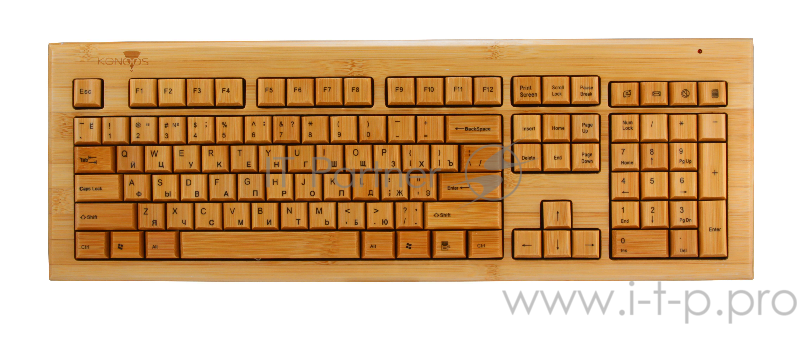 Клавиатура + Мышь беспроводные KONOOS BAMBOOK KBKM-01 Натуральный бамбук, USB