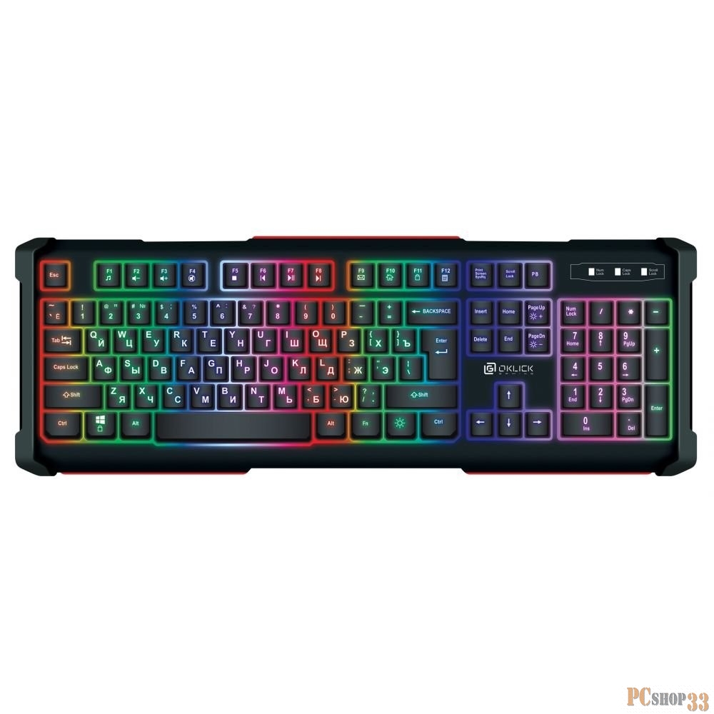 Клавиатура Oklick 717G черный/серый USB Multimedia LED 476395