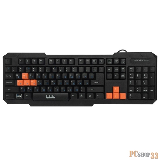Клавиатура CBR KB 116 USB { Клавиатура игровая начального уровня, 106 кн. +1 доп., переключение языка 1й кнопкой (софт), 8 красных кнопок}