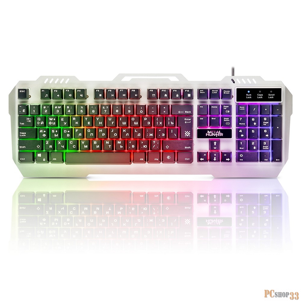 Клавиатура Defender Metal Hunter GK-140L RU 45140 {Проводная игровая клавиатура, RGB подсветка,19 Anti-Ghost}