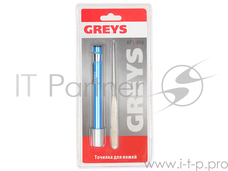 Ножеточка Greys KFS-006 (мини, Длина: 125 мм. Диаметр: 10 мм. Материал корпуса: пластик, нержавеющая сталь, алюминий. Покрытие шлифовальной конструкц