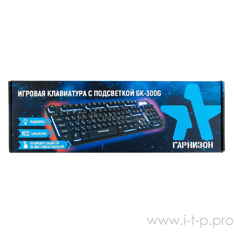 Клавиатуры, мыши Гарнизон Клавиатура игровая GK-300G, металл, 3 различные подсветки, USB, черный, антифантомные и мех