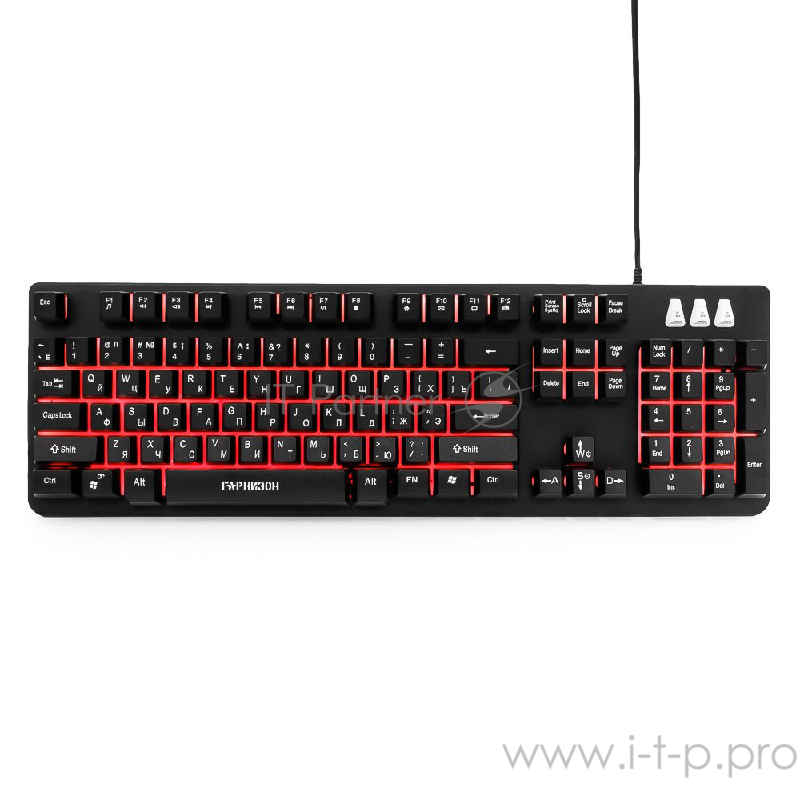 Клавиатуры, мыши Гарнизон Клавиатура игровая GK-300G, металл, 3 различные подсветки, USB, черный, антифантомные и мех