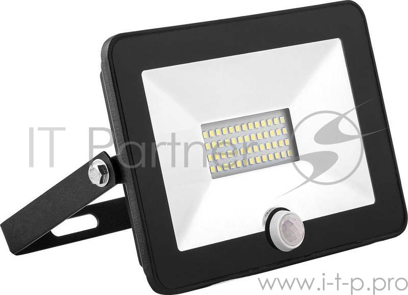 Прожектор светодиодный SAFFIT 29524 с датчиком 2835SMD, 50W 6400K IP65, черный, SFL80-50