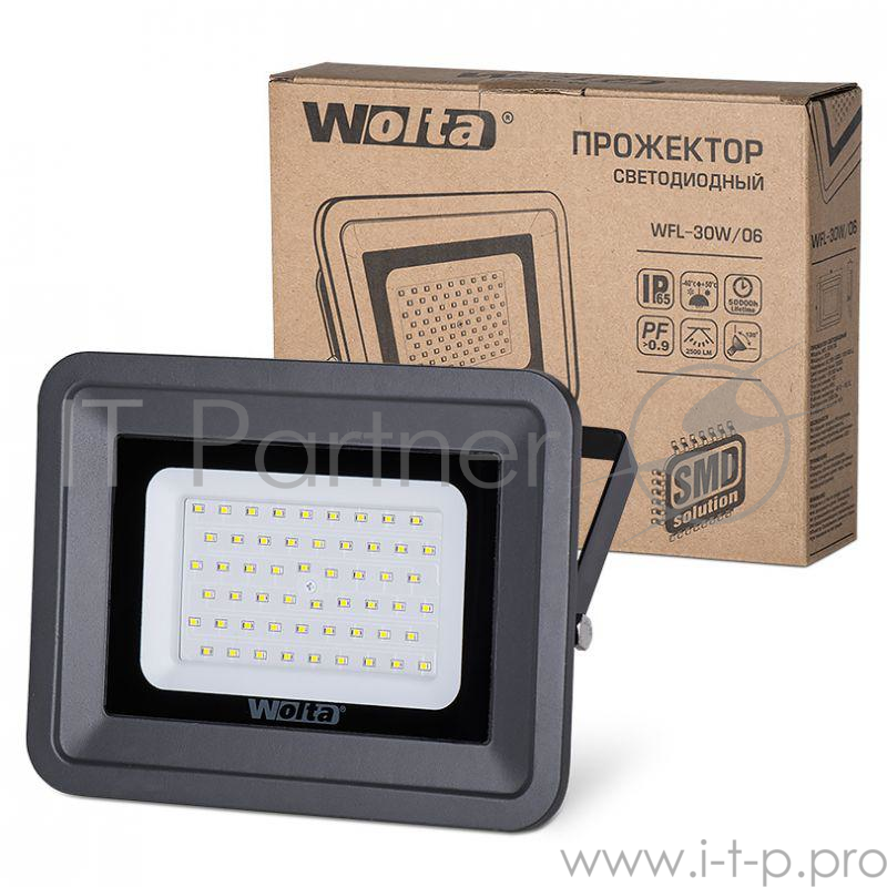 Светодиодный прожектор WOLTA WFL-30W/06 5500K, 30 W SMD, IP 65,цвет серый,слим