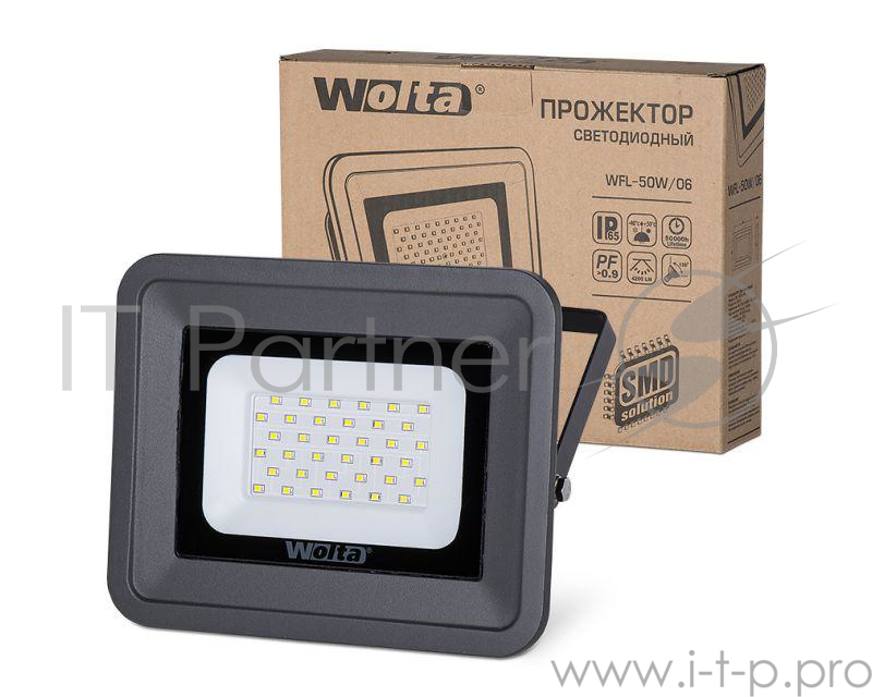 Светодиодный прожектор WOLTA WFL-50W/06 5500K 50 W SMD IP 65 цвет серый слим