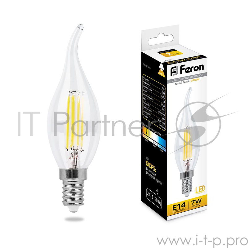 Лампа светодиодная FERON 25727 (7W) 230V E14 2700K, LB-67