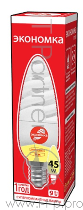 Лампа энергосберегающая ЭКОНОМКА LKsmT2SPC9wE2727eco (9 Вт, теплый свет, цоколь 27, спираль Т2)