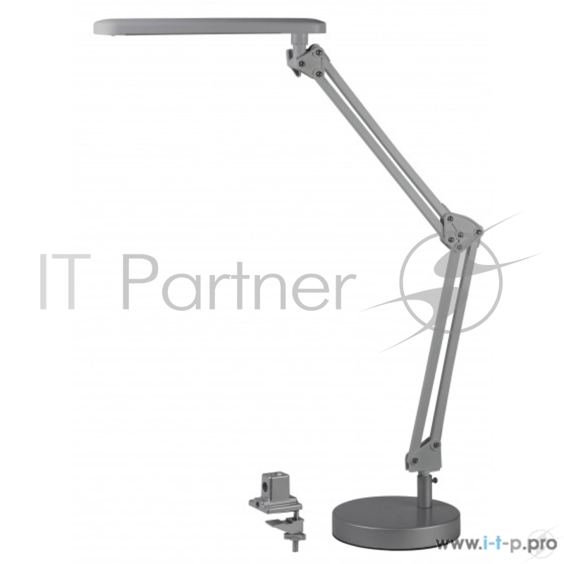 Настольный светодиодный светильник ЭРА Б0008001 NLED-440-7W-S серебристый {В комплекте 2 варианта крепления - устойчивое основание и струбцина, цвет. температура 3000К}