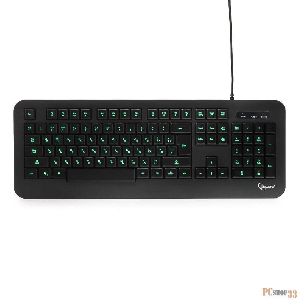 Клавиатура Клавиатура Gembird KB-230L черный USB {104 клавиши, подсветка 3 цвета, кабель 1.45м}