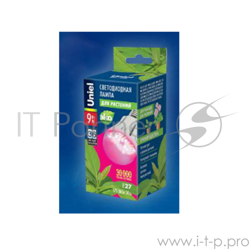 Лампа Uniel LED-A60-9W/SP/E27/CL ALM01WH 9Вт E27 картон для растений Груша ультрафиолет