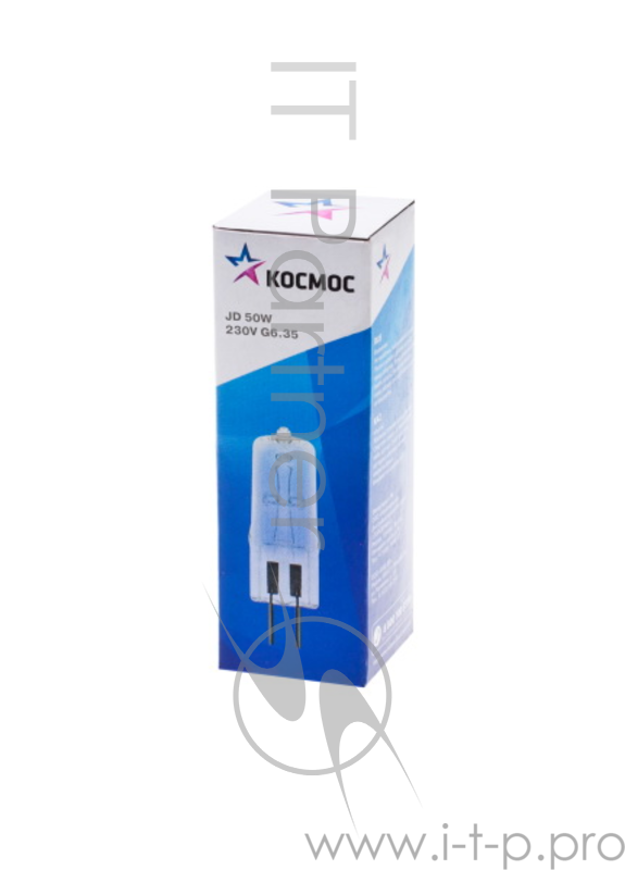 Лампа галогенная капсульная КОСМОС 220В/50Вт G6.35 прозрачная