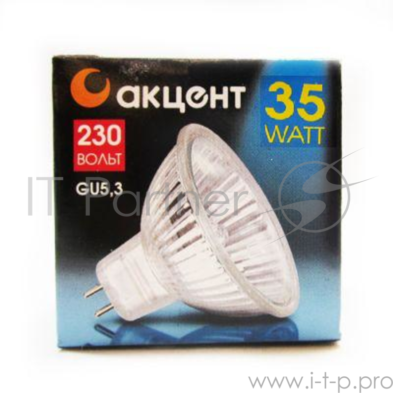 Лампа галогенная АКЦЕНТ JCDR 230В 35W GU5.3 с отражателем и защитным стеклом
