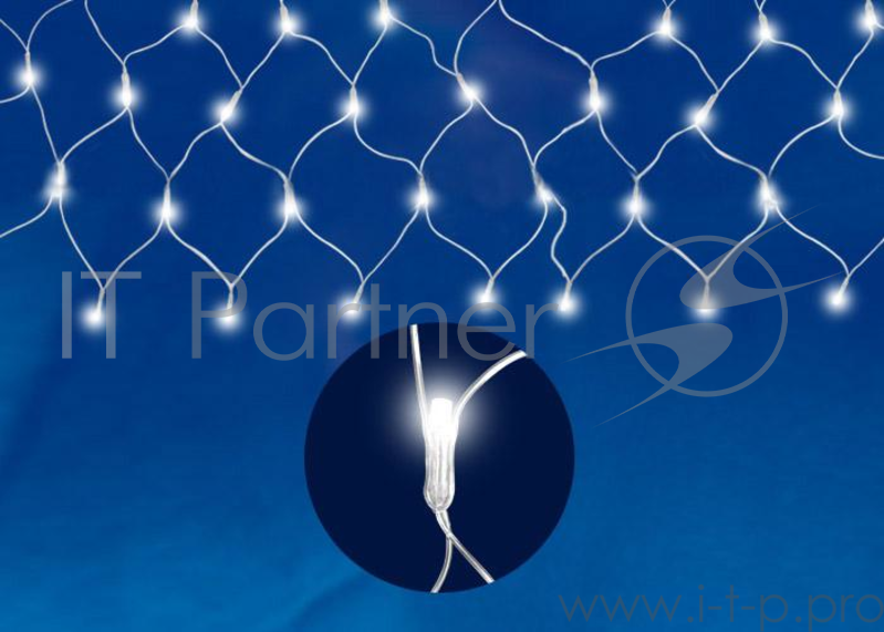 Сетка светодиодная UNIEL с контроллером 240 светодиодов 2.5х2 м белая IP20 провод прозрачный