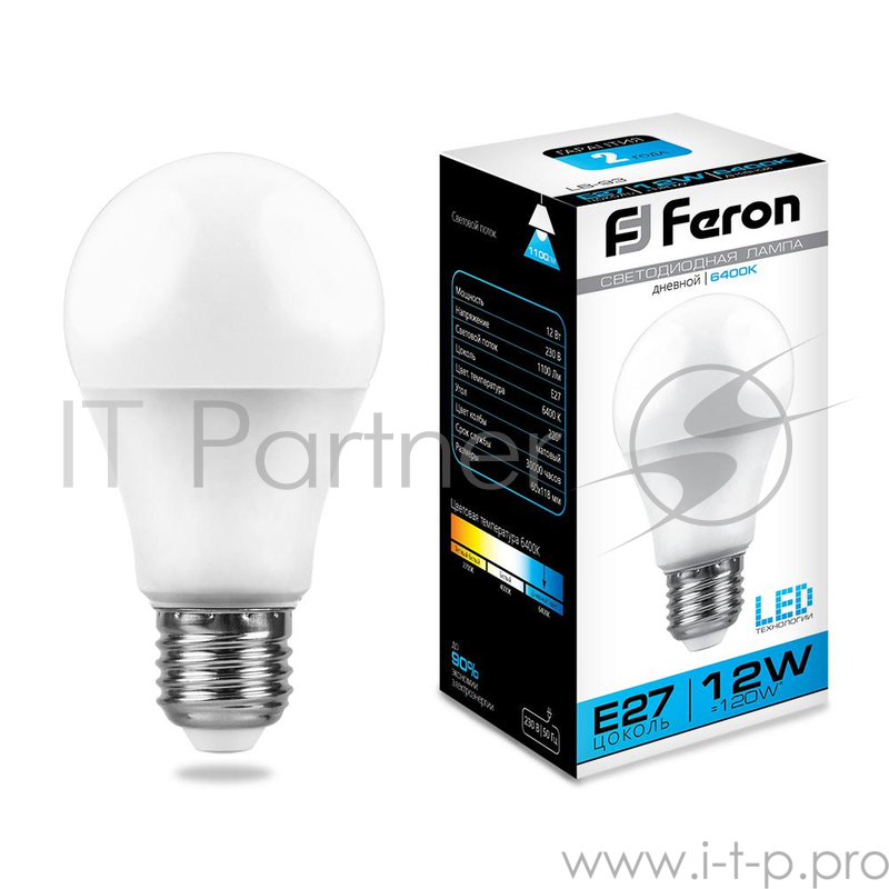 Лампа светодиодная FERON 25490 (12W) 230V E27 6400K, LB-93