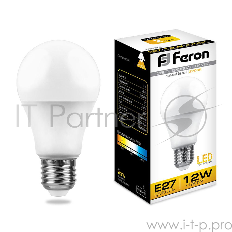 Лампа светодиодная FERON 25489 (12W) 230V E27 2700K, LB-93