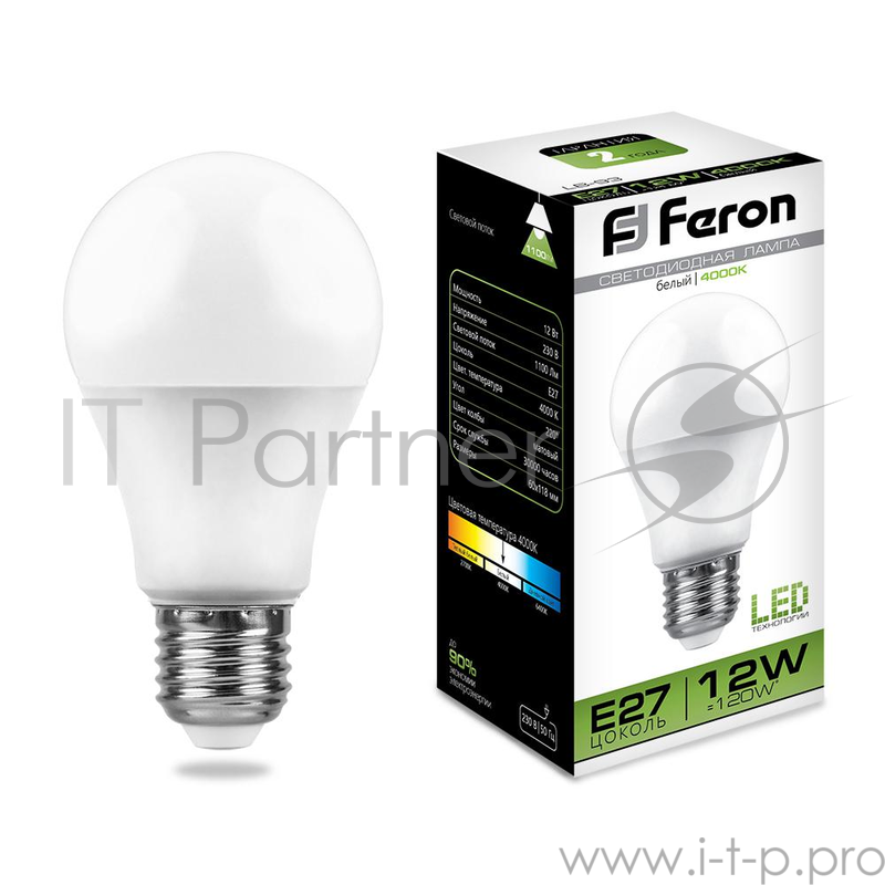 Лампа светодиодная FERON 25487 (12W) 230V E27 4000K, LB-93