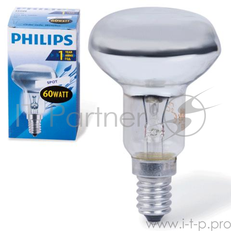 Лампа накаливания PHILIPS Spot NR50 60W E14 30° (миньон) зеркальная