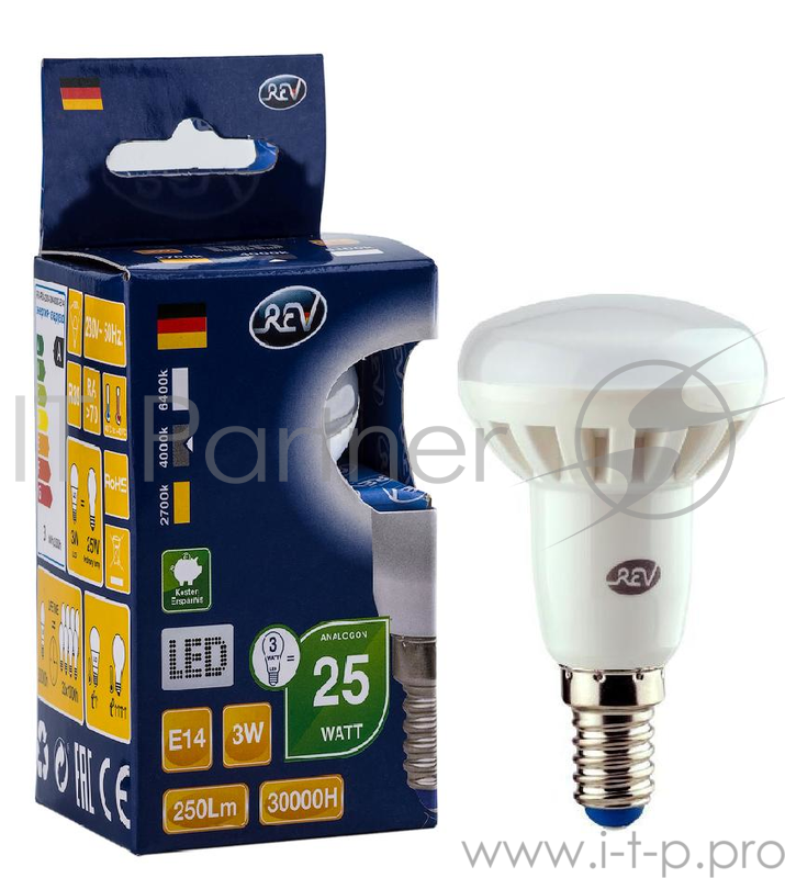Лампа светодиодная REV RITTER 32362 4 3Вт E14 250лм 4000К холодный свет