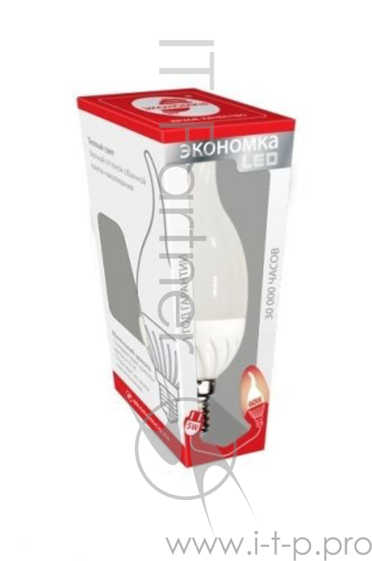 Лампа светодиодная ЭКОНОМКА Космос Eco_LED5wCWE2730 LED 5Вт Свеча на ветру Е27 3000К