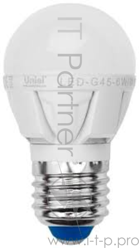 Лампа светодиодная UNIEL LED-G45-6W/NW/E27/FR/DIM PLP01WH диммируемая форма ''шар'' матовая
