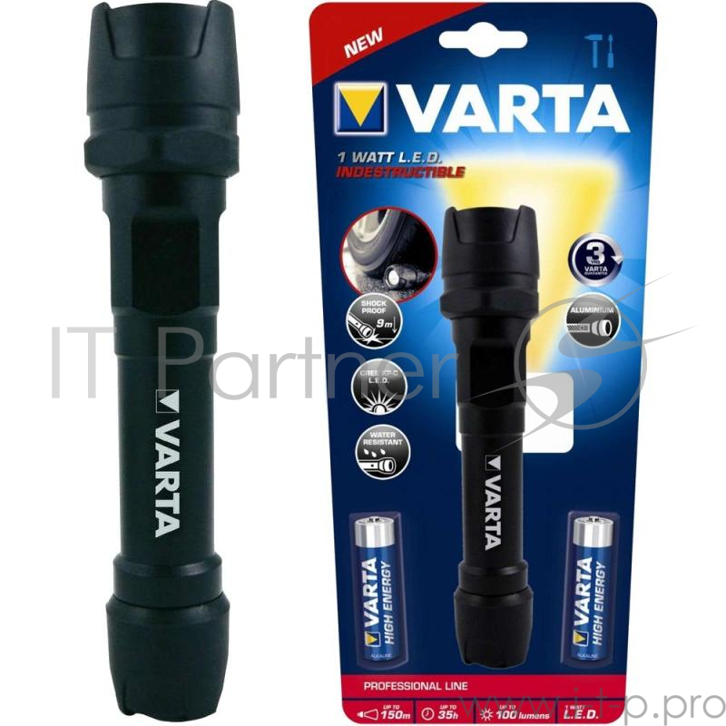 Фонарь VARTA 1W LED INDESTRUCTIBLE 2AA