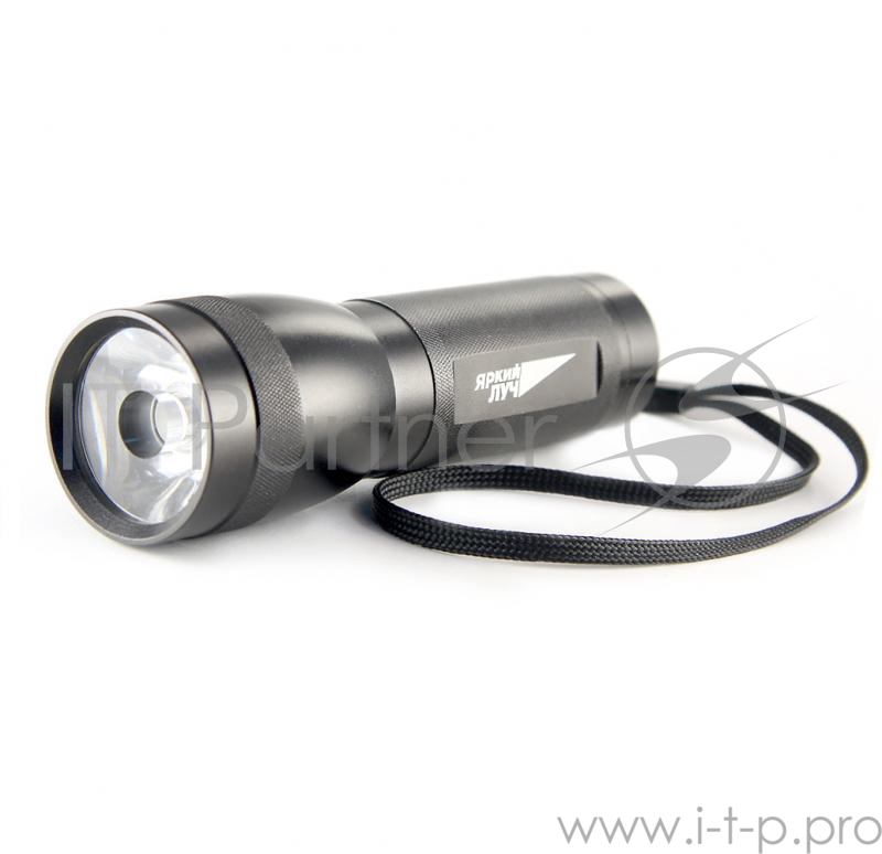 Фонарь ЯРКИЙ ЛУЧ LUX-1W LENS алюминиевый корпус, диод 1W, встроенная линза, ремешок, на 3xAAA (24)