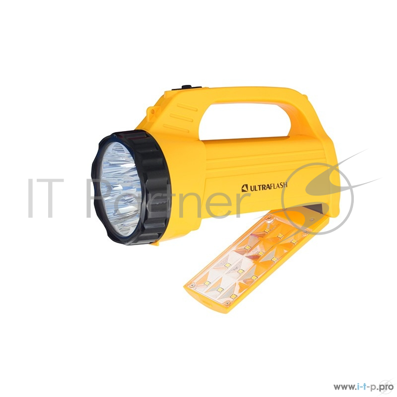 Фонарь Ultraflash LED3819CSM (фонарь акку. 220В желт., 9LED +12SMD LED, 2 реж, SLA, плас., коробка)