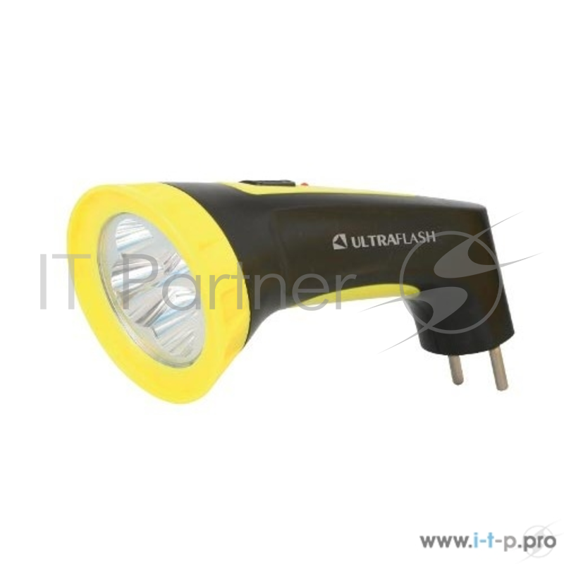 Фонарь Ultraflash LED3804M (фонарь аккум 220В, черный/желтый, 4 LED, SLA, пластик, коробка)