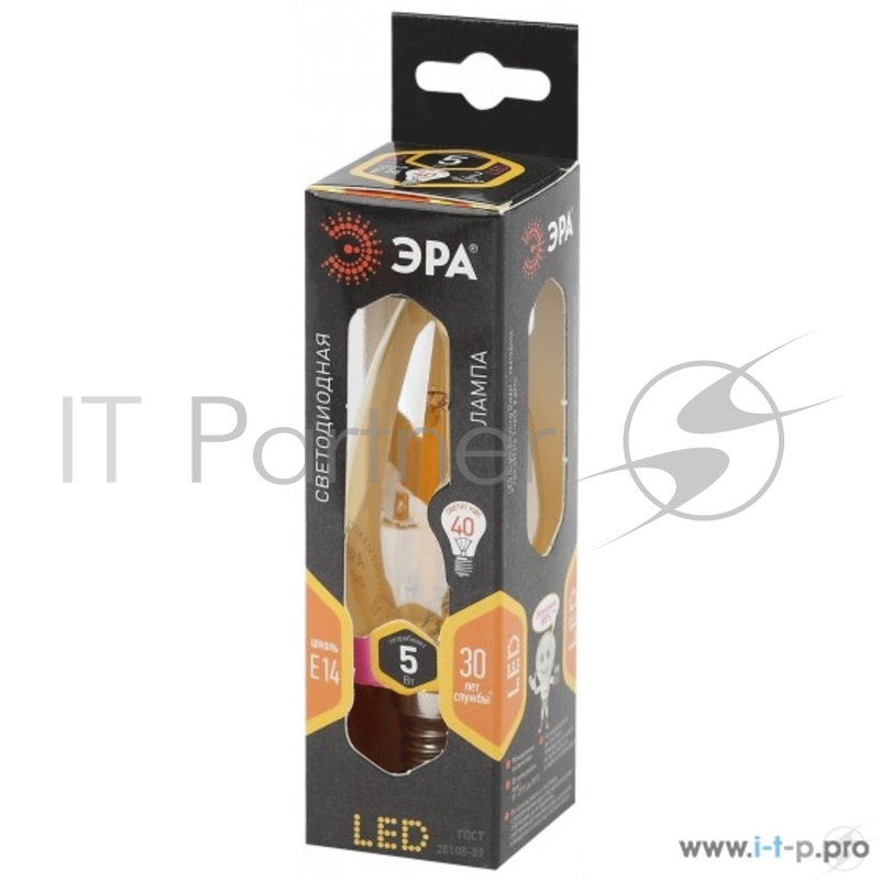 ЭРА Б0027939 Светодиодная лампа свеча золотая F-LED B35-5w-827-E14 gold