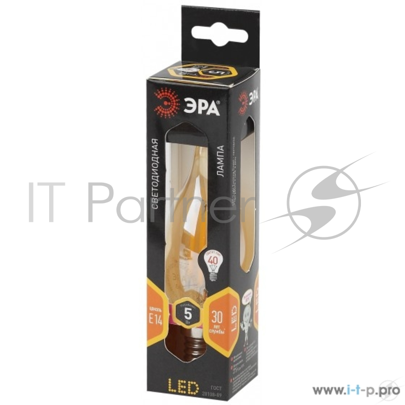 ЭРА Б0027940 Светодиодная лампа свеча на ветру золотая F-LED BXS-5w-827-E14 gold