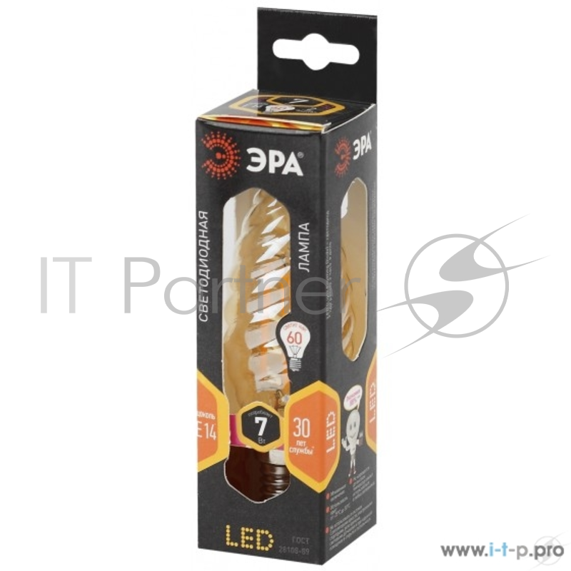 ЭРА Б0027966 Светодиодная лампа свеча витая золотая F-LED BTW-7w-827-E14 gold