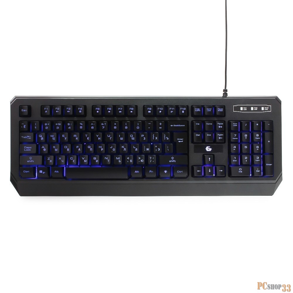 Клавиатура Клавиатура игровая Gembird KB-G20L черный USB {104 клавиши, подсветка синяя, FN клавиши, кабель 1.75м}