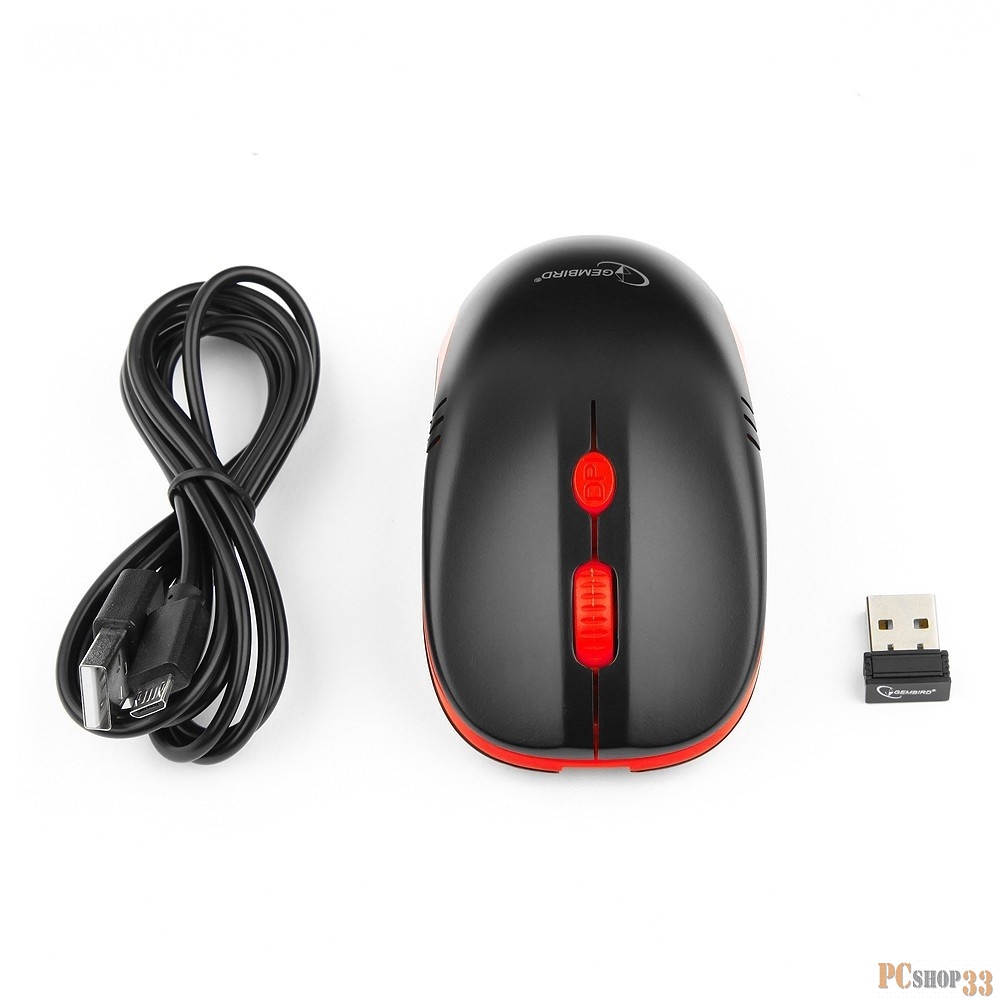 Мышь Gembird MUSW-350 Black USB {Мышь беспроводная, встроенный аккумулятор, 3кнопки+колесо-кнопка, 2.4ГГц, 1600 dpi}