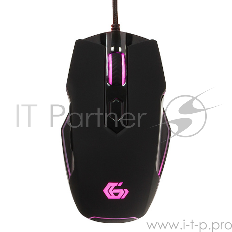 Мышь Gembird MG-740 черный USB {Мышь игровая, чип Avago, 4000DPI, 6кн, подсвет 16млн цв, ПО, каб ткан 1.7м}