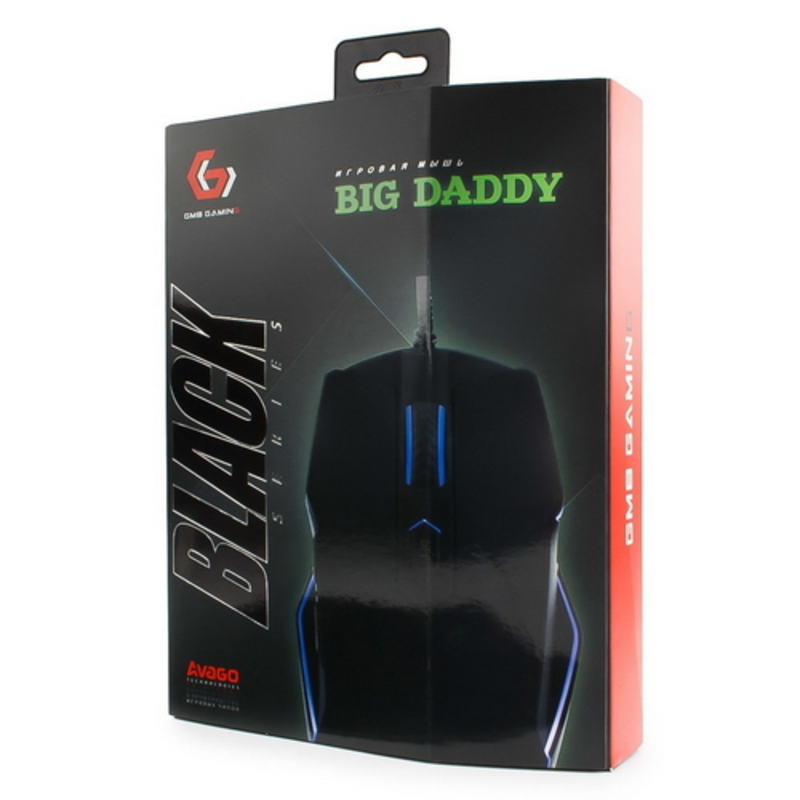 Мышь Gembird MG-740 черный USB {Мышь игровая, чип Avago, 4000DPI, 6кн, подсвет 16млн цв, ПО, каб ткан 1.7м}