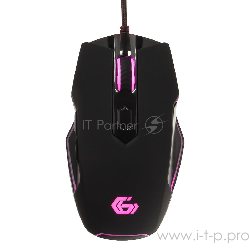 Мышь Gembird MG-740 черный USB {Мышь игровая, чип Avago, 4000DPI, 6кн, подсвет 16млн цв, ПО, каб ткан 1.7м}