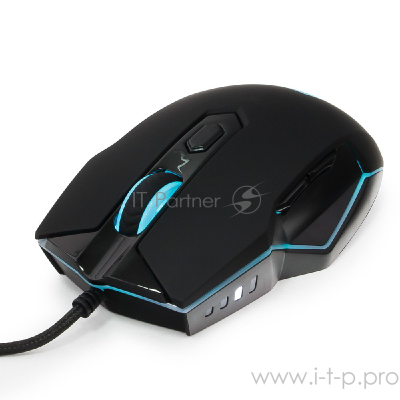 Мышь Gembird MG-740 черный USB {Мышь игровая, чип Avago, 4000DPI, 6кн, подсвет 16млн цв, ПО, каб ткан 1.7м}