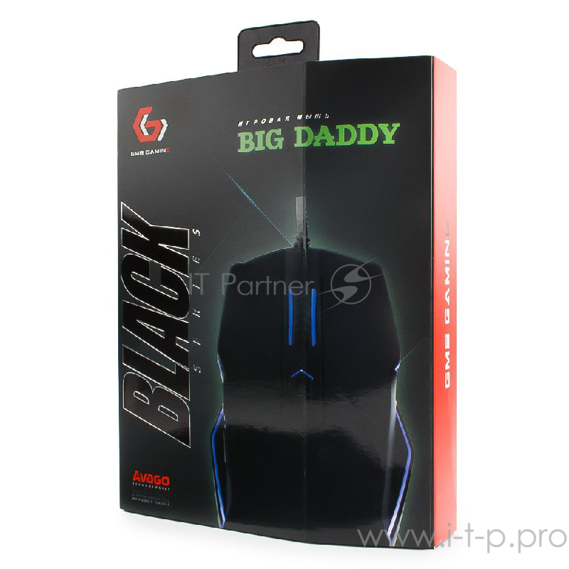 Мышь Gembird MG-740 черный USB {Мышь игровая, чип Avago, 4000DPI, 6кн, подсвет 16млн цв, ПО, каб ткан 1.7м}