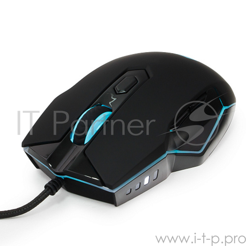 Мышь Gembird MG-740 черный USB {Мышь игровая, чип Avago, 4000DPI, 6кн, подсвет 16млн цв, ПО, каб ткан 1.7м}