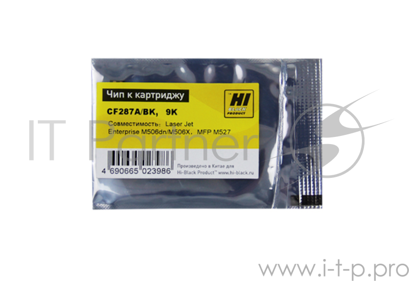Чип Hi-Black к картриджу HP LJ Enterprise M506/M527/M501 (CF287A) OEM SIZE, Bk, 9K