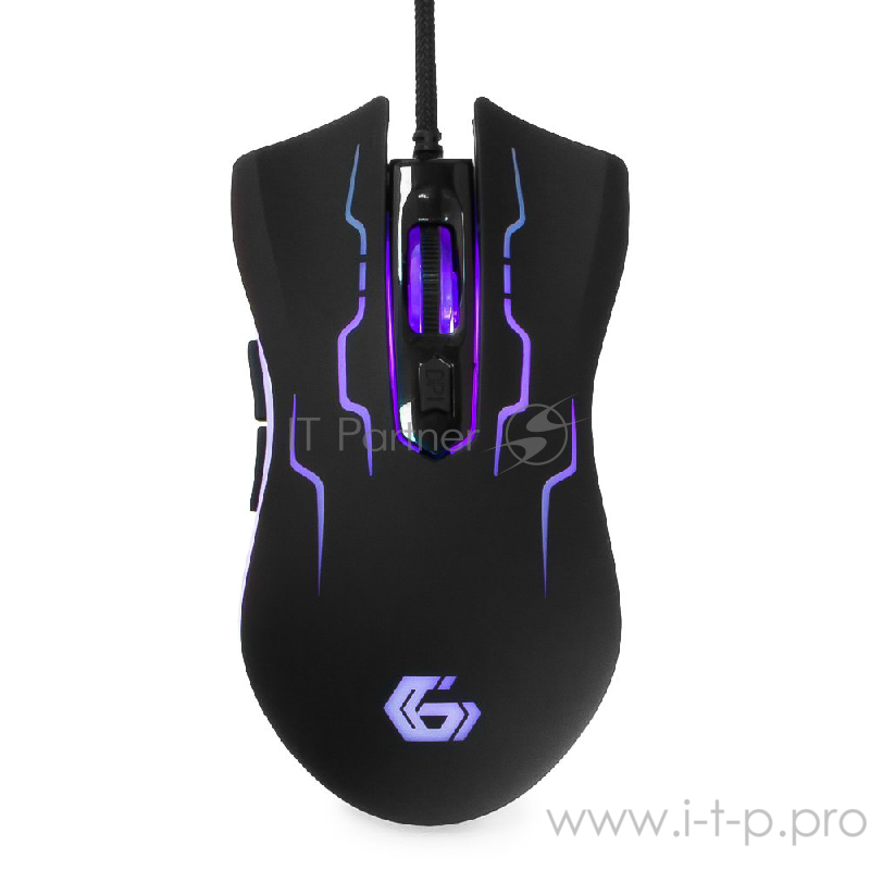 Мышь Gembird MG-540 USB {5кнопок+колесо-кнопка, 3200DPI, подсветка, ПО для макросов, кабель ткан. 1.75м}