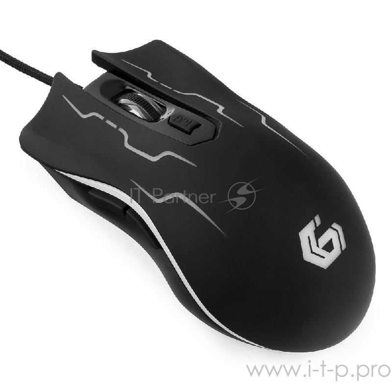 Мышь Gembird MG-540 USB {5кнопок+колесо-кнопка, 3200DPI, подсветка, ПО для макросов, кабель ткан. 1.75м}